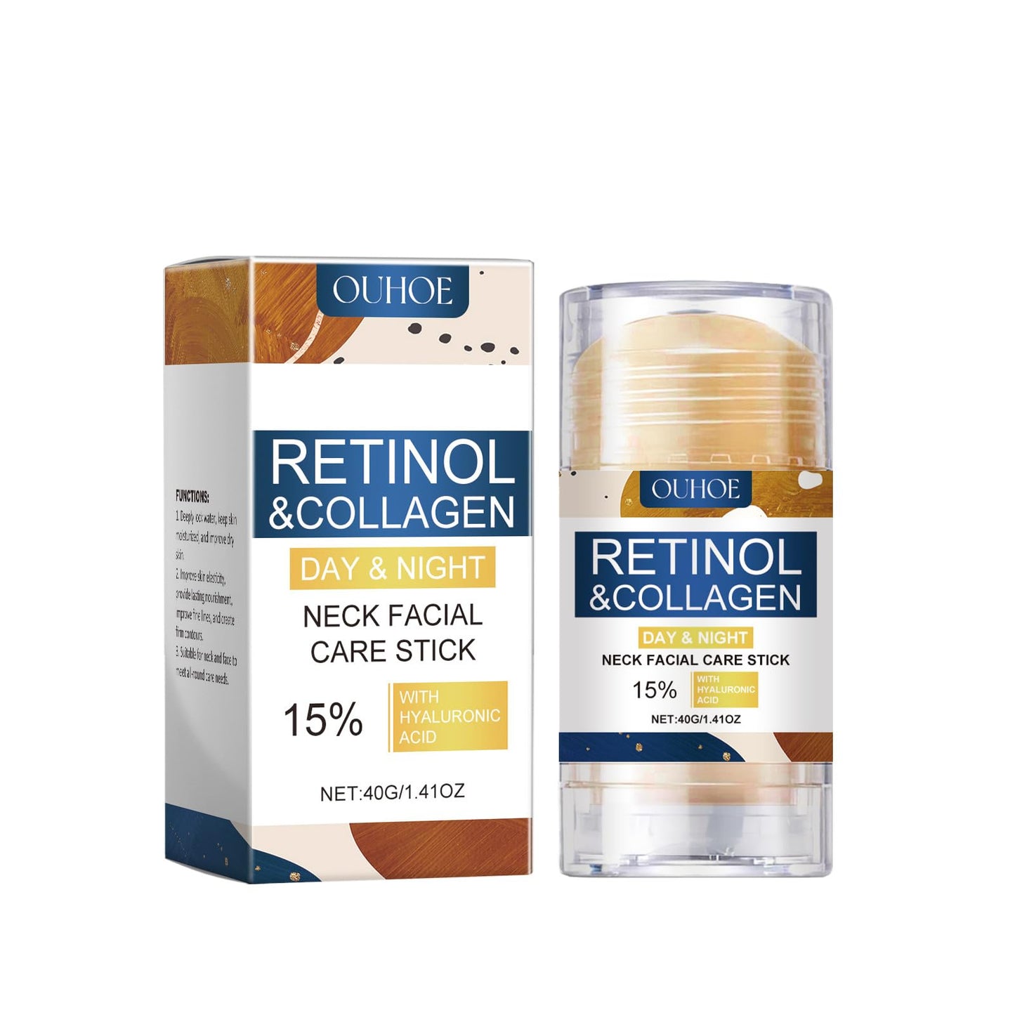 Retinol & Collagen Neck Facial Care Stick, Anti Aging Neck and Firming Cream - Tighten and Hydrate Skin Day