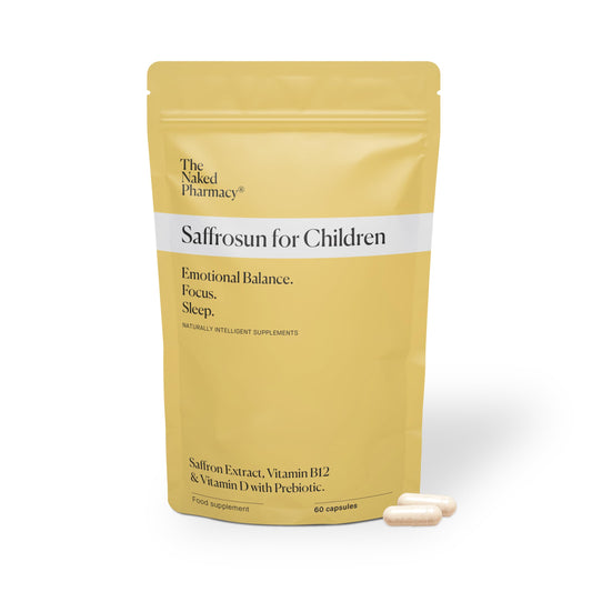 The Naked Pharmacy | Saffrosun for Children | Promotes Sleep & Emotional Balance | Natural Saffron Supplements with Vitamins D3 & B12 | High Strength | No Additives | Vegan | 60 Capsules