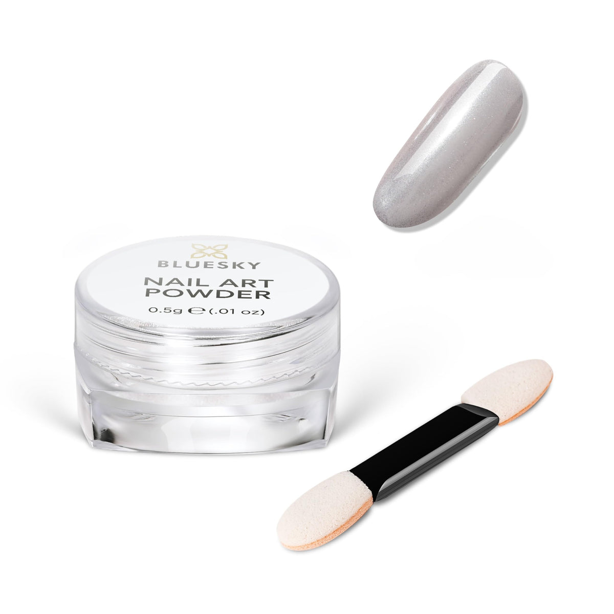 BLUESKY Bluesky Moonshine Nail Powder - Super White 5g - Pearlescent Chrome Powder, Glazed Donut Effect, Iridescent Powder for Nails