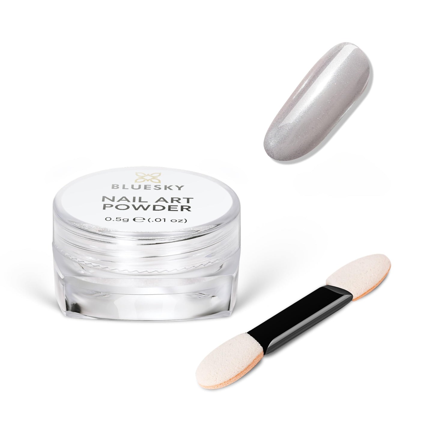 BLUESKY Bluesky Moonshine Nail Powder - Super White 5g - Pearlescent Chrome Powder, Glazed Donut Effect, Iridescent Powder for Nails