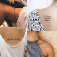 Everjoy Realistic Inspirational Quotes Words Temporary Tattoos - 20 Individual Line Pcs Waterproof Tattoos for Women and Men