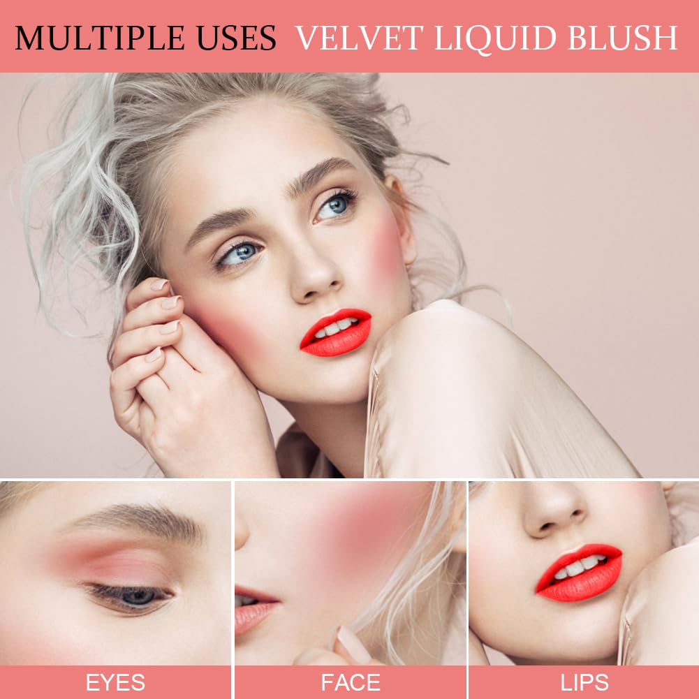 LOPHE Soft Cream Cheek Tint, Long Lasting High-Pigment Liquid Blush Blendable Moisturizing Cream Blush for Cheeks Lips (#06)
