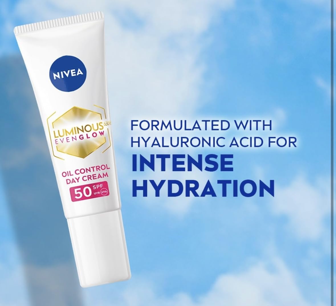 NIVEA Luminous 630 Even Glow Day Cream, Oil Control, SPF50, 10ml