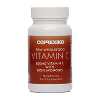 CORREXIKO Raw Vitamin C Supplement Tablets - 850mg Vitamin C Complex with Bioflavonoids - High Strength Ascorbic Acid - Strengthens Collagen Matrix - Supports Immunity - 30 Capsules, 1 Month Supply