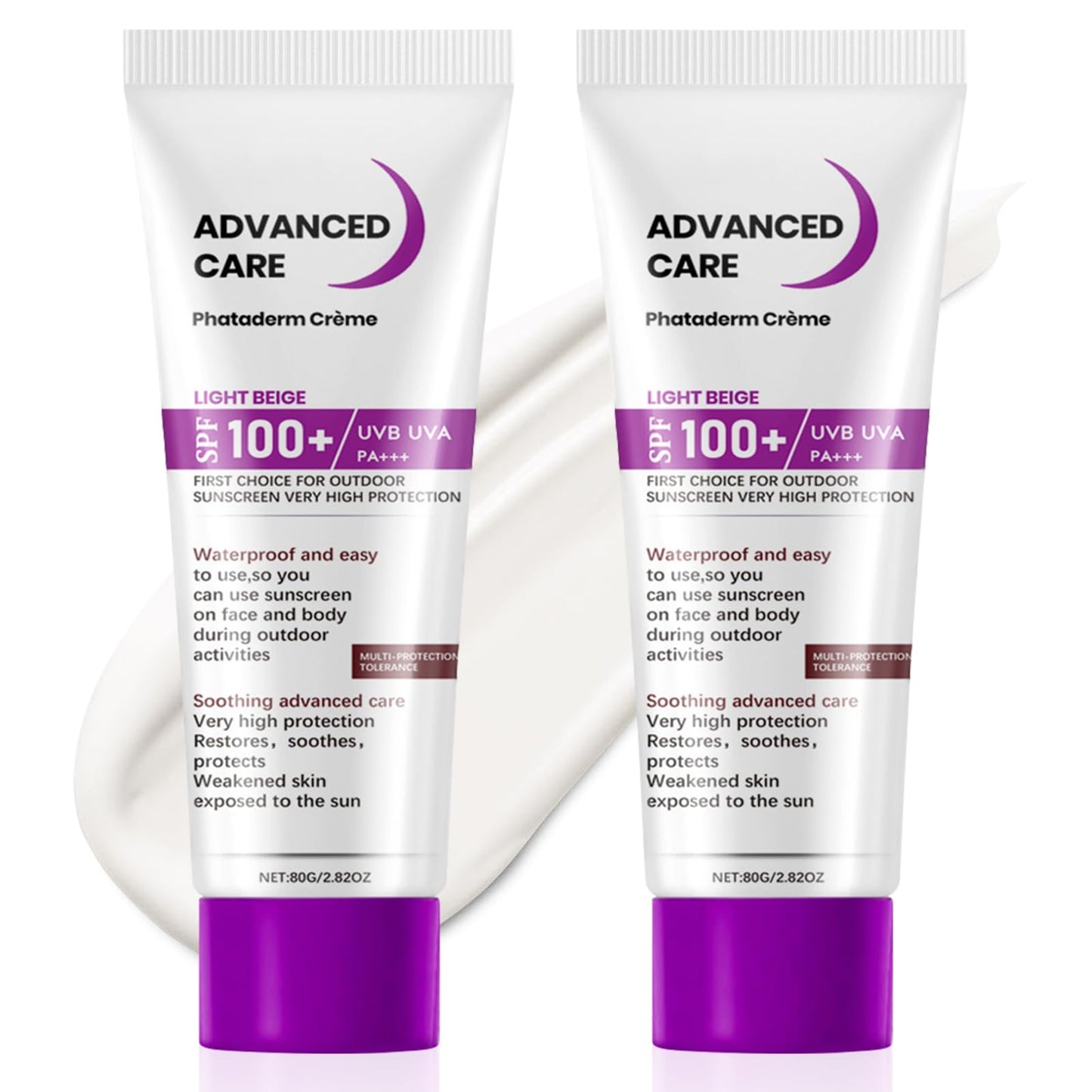 Muiefe 2Pcs Sunscreen SPF 100+, Sun Cream SPF 100 PA+++, Sunscreen Lotion For Body & Face, High Protection Against UVA & UVB, Water & Sweat Resistant, Non-Greasy, Long-Lasting Moisturizing Sun Care