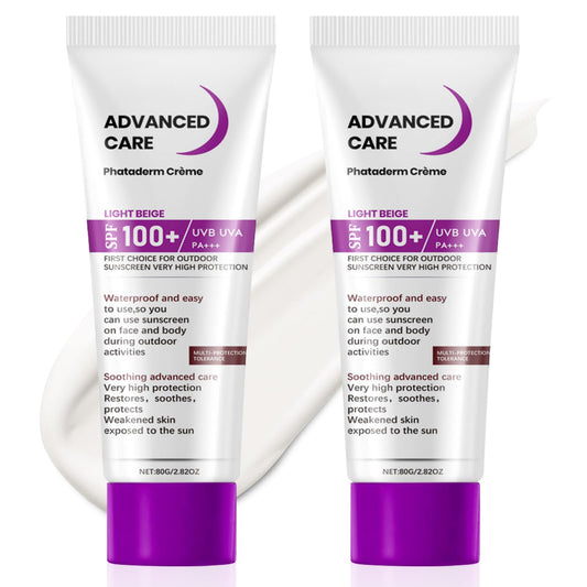 Muiefe 2Pcs Sunscreen SPF 100+, Sun Cream SPF 100 PA+++, Sunscreen Lotion For Body & Face, High Protection Against UVA & UVB, Water & Sweat Resistant, Non-Greasy, Long-Lasting Moisturizing Sun Care