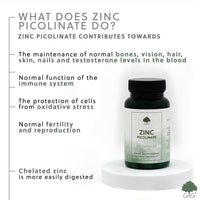 Zinc Picolinate - 22mg Elemental Zinc - 120 Vegan Capsules - Chelated for Improved Absorption - Non-GMO, Made in The UK by G&G Vitamins