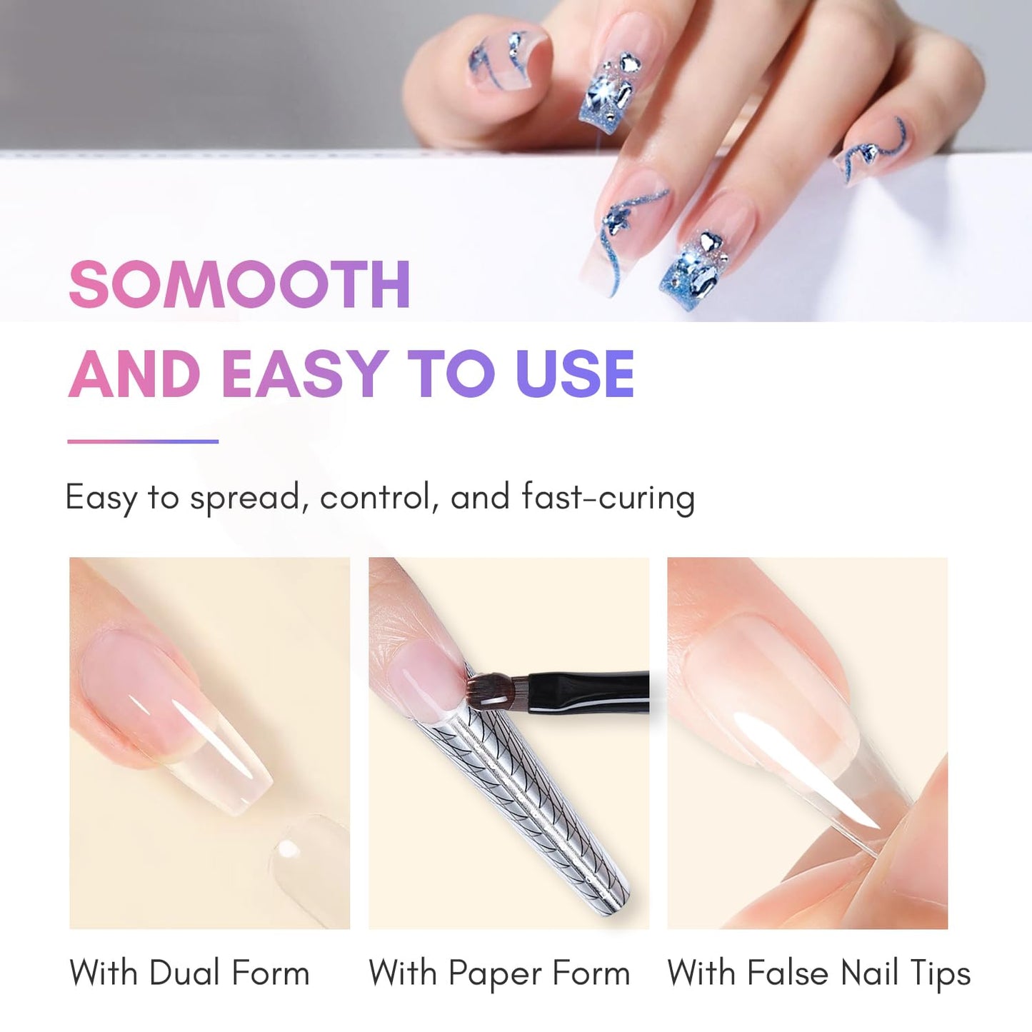 Makartt Poly Nail Hard Gel for Nail Extension Clear 50ML Beginner DIY