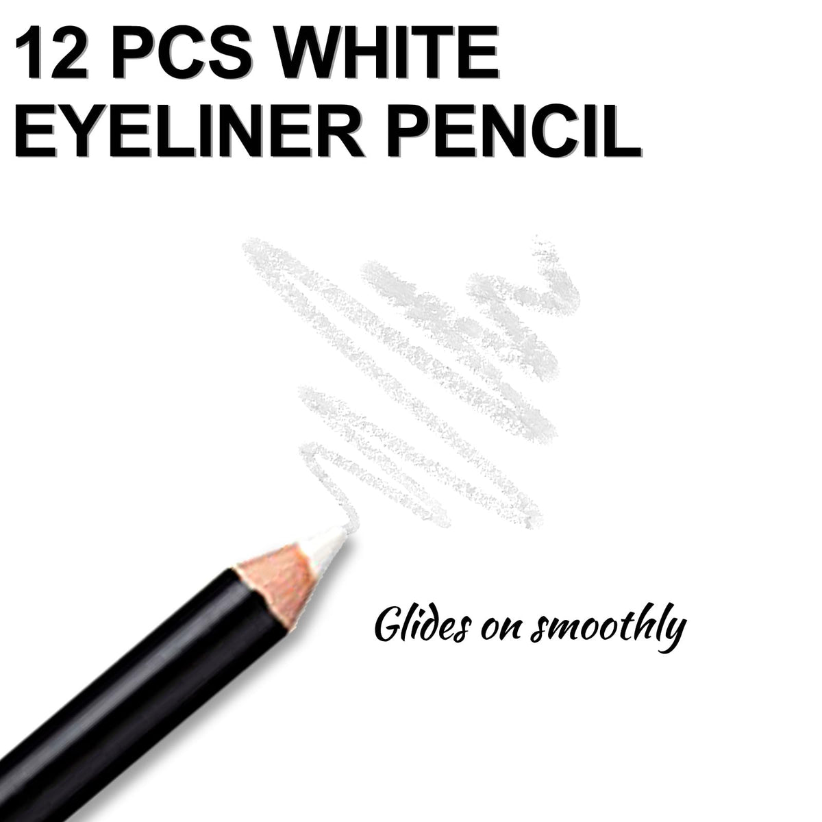 12PCS Erinde White Eyeliner Pencil, Soft Highlighter Gel Eyeliner Pencil