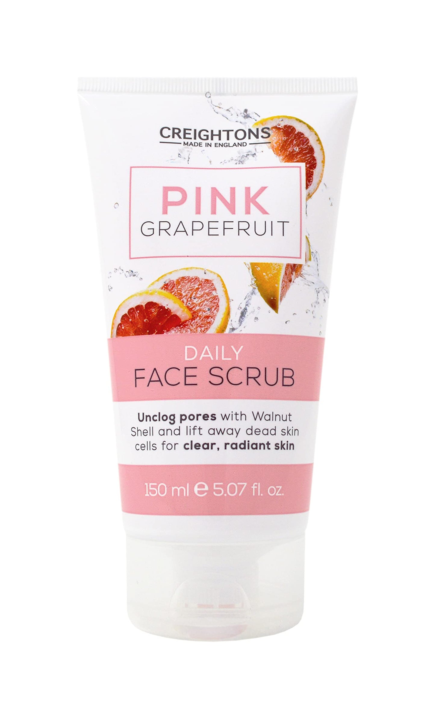 Creightons Pink Grapefruit Daily Face Scrub (150ml) - Unclog pores with Walnut Shell and lift away dead skin cells for clear, radiant skin. Dermatologically tested.