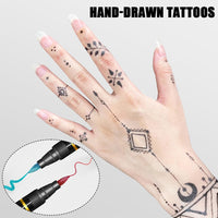 PORUPAEL 10 Colours Temporary Tattoo Pen, Temporary Tattoo Markers for Skin, Tattoo Pen Kit, Body Markers for Kids and Adults Art Marker Pens for Kids and Adults Party Festival Dress Up