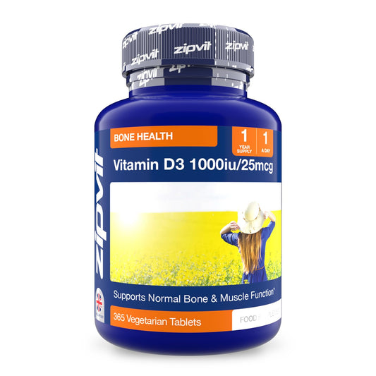 Zipvit Vitamin D 1000IU, 1 Year Supply, 365 Vegetarian D3 Tablets, High Absorption, Easy-to-Swallow Vitamin D Tablets for Immune, Bone & Muscle Health