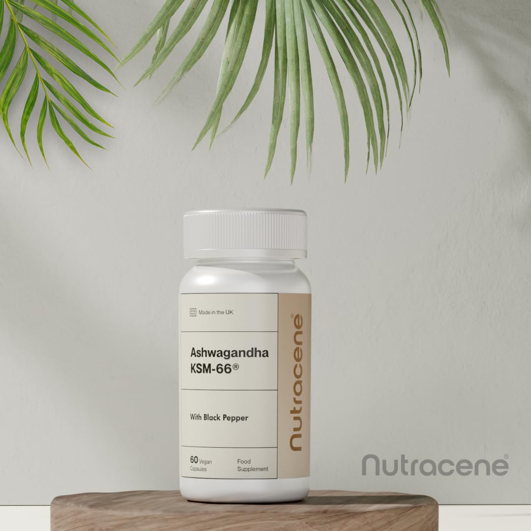 NUTRACENE Nutracene Ashwagandha KSM-66 1,000mg with Black Pepper | High Strength Adaptogen | Stress Relief | Energy & Cognitive Support | Made in The UK | Vegan Friendly