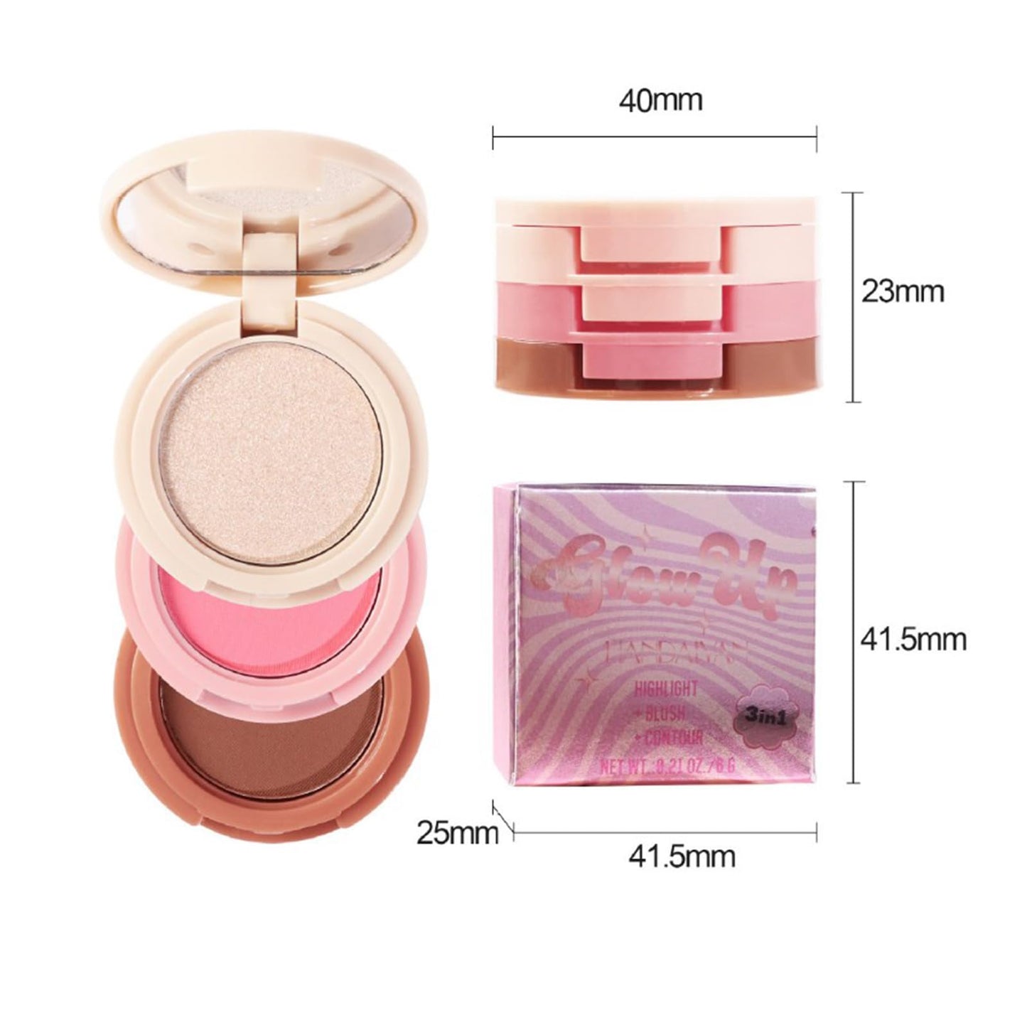 Joyeee 2Pcs Face Makeup Palette, 3 In 1 Blush Highlighter Contour Palette Pressed Powder, Blendable, Buildable, Travel Friendly, Multi-functional Face Beauty Combination for Shaping & Glowing Effect#1