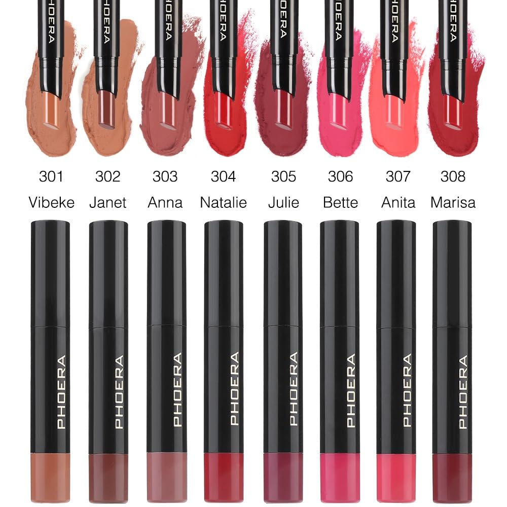 Phoera PHOERA Ultra Matte Non-Transfer Lipstick, 24hr Long-Lasting, Waterproof, Smudge Resistant, High-Intensity Colour, Creamy Matte, Hypoallergenic (302 JANET)