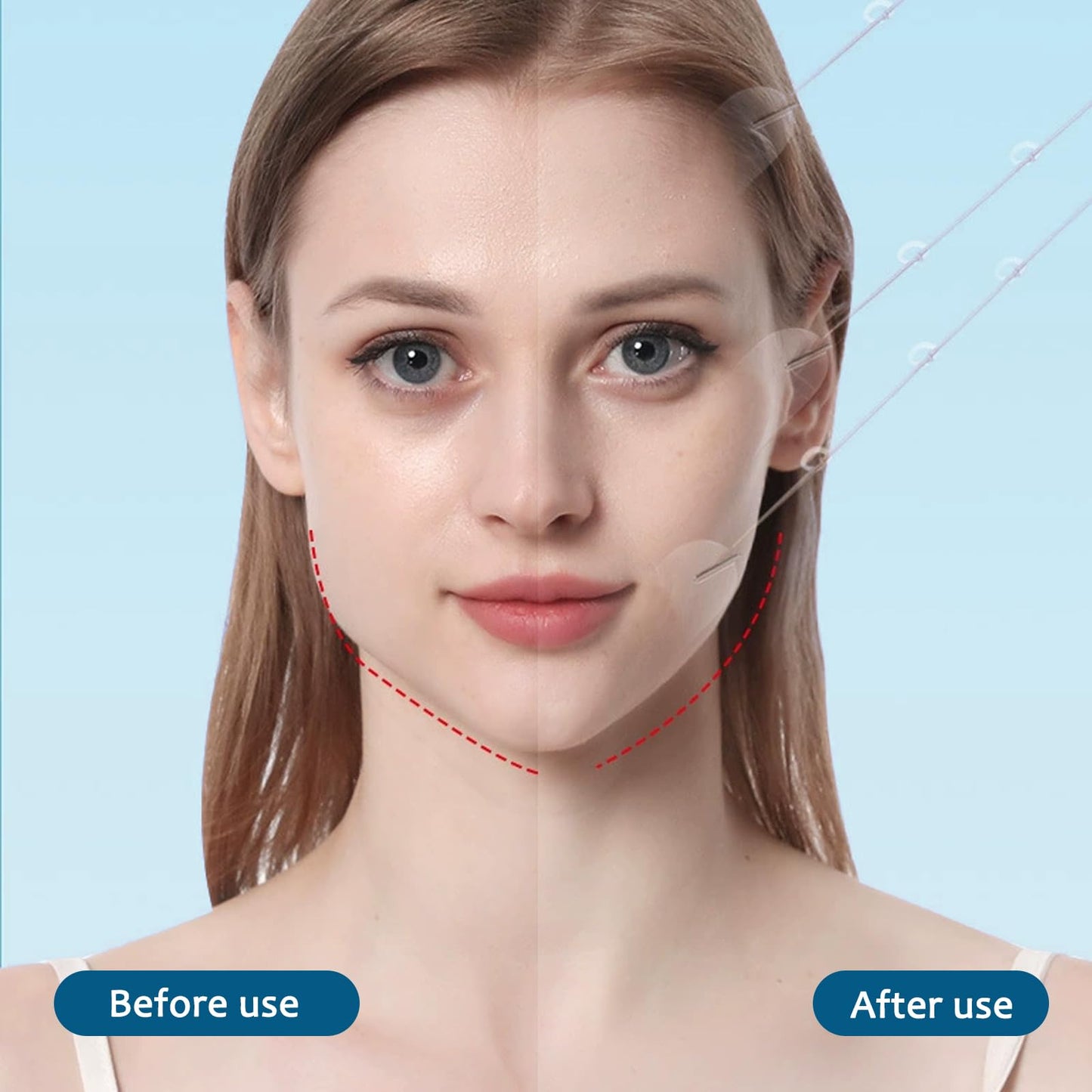 GMHLLES 40 PCS Face Lift Tape Invisible, Neck Tape for Saggy, Instant Neck Lift Tape, Lifting Face Skin with 8 Fixing Ropes for Skin Tightening Makeup Lifting Tools