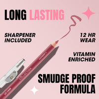 Collection Cosmetics Long-Lasting Lip Liner Pencil with Sharpener, Raspberry