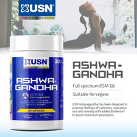 USN Ashwagandha, KSM-66 Dietary Supplement, Premium Natural Stress Relief Supplement, Added Bioperine to Aid with Absorption, High Quality Daily Dietary Supplement - 30 Capsules