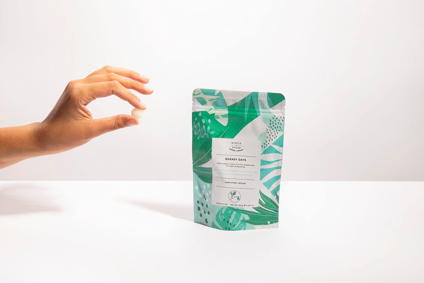 Myrtle & Maude - Queasy Days Vitamin B6 Bon Bons - Nausea Relief and Morning Sickness Support - Enriched with 100% Natural Peppermint Oil - All Natural - Certified Vegan (1 Pack)