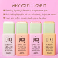 Pixi On-the-Glow SuperGlow | Shade NaturaLustre | Hydrating Highlighter Stick with Ginseng, Aloe Vera & Fruit Extracts | For Cheeks & Brow Bones | 19g / 0.6oz | Paraben-Free Luminous Natural Highlight