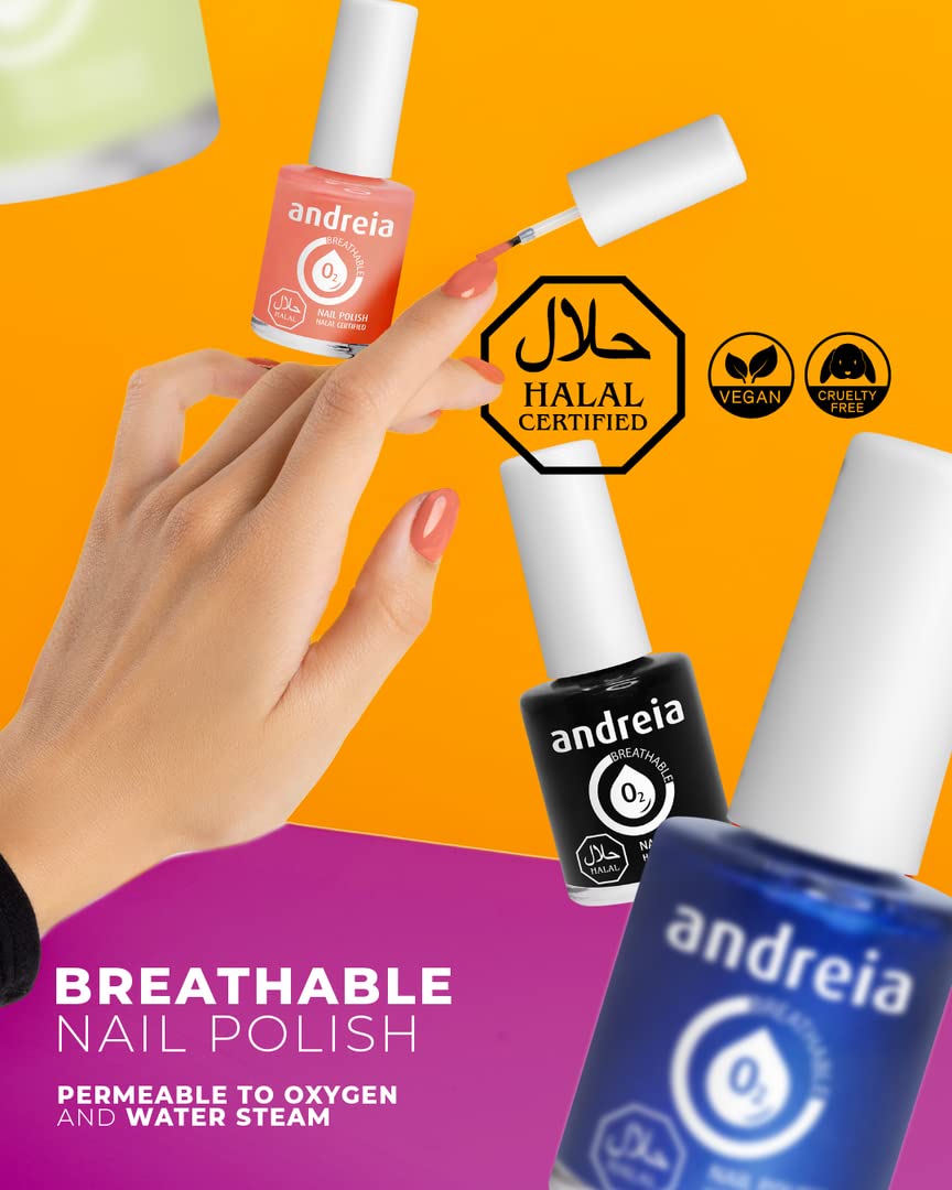 Andreia Halal Breathable Nail Polish Varnish - Water Permeable - B20 Pearl White - Shades of Clear and Blue | 10.5 ml