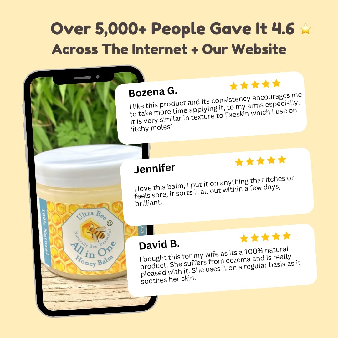 Ultra Bee 100% Natural All in One Honey Balm, Natural Moisturiser for Sensitive Face, Body, Lips,Tattoo's 100ml