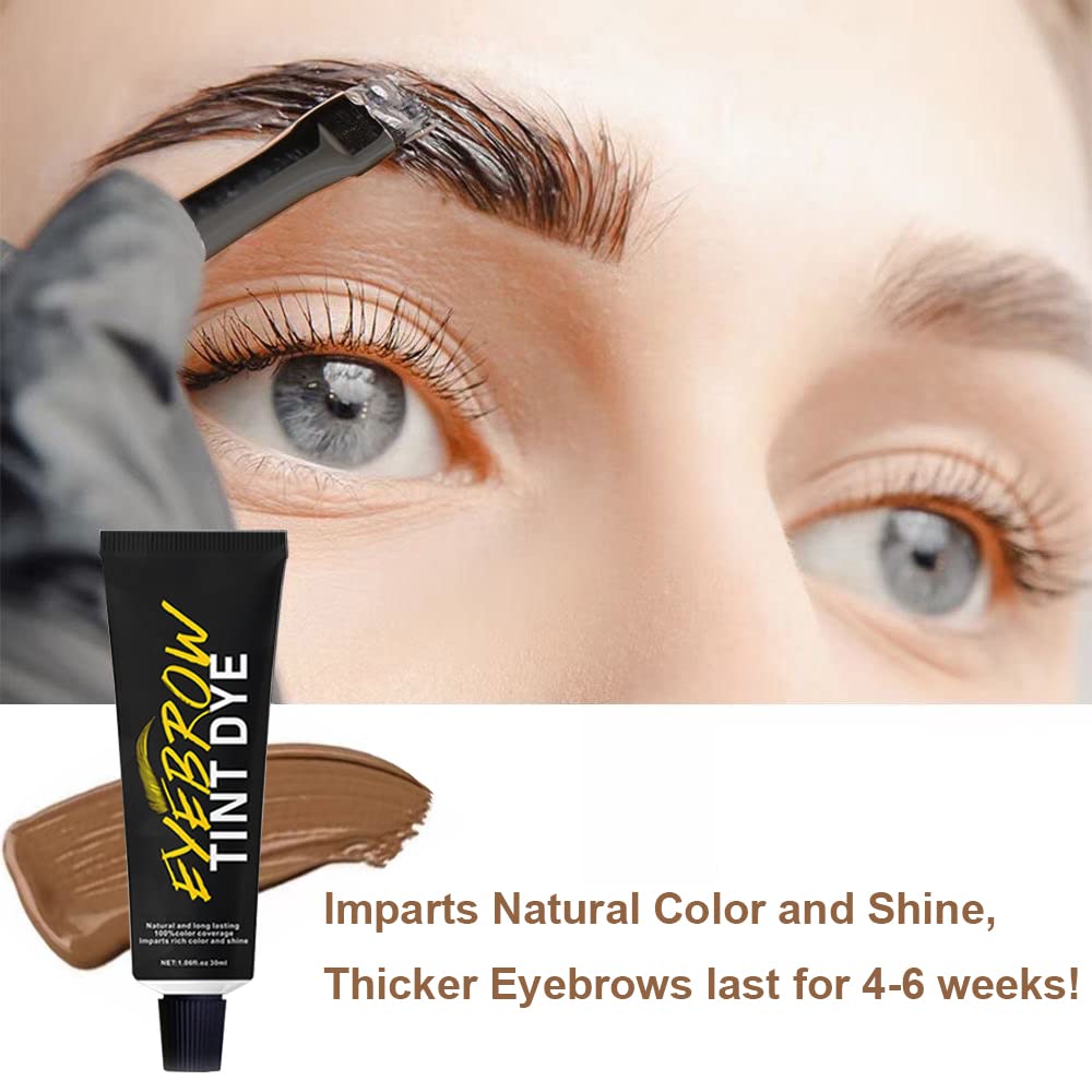 SHEEYOON Eyebrow Dye Kit, Professional Update Formula Brow Eyelash Tint Cream, Natural Semi Permanent Brows Color Long last for 4 weeks (Light Brown)