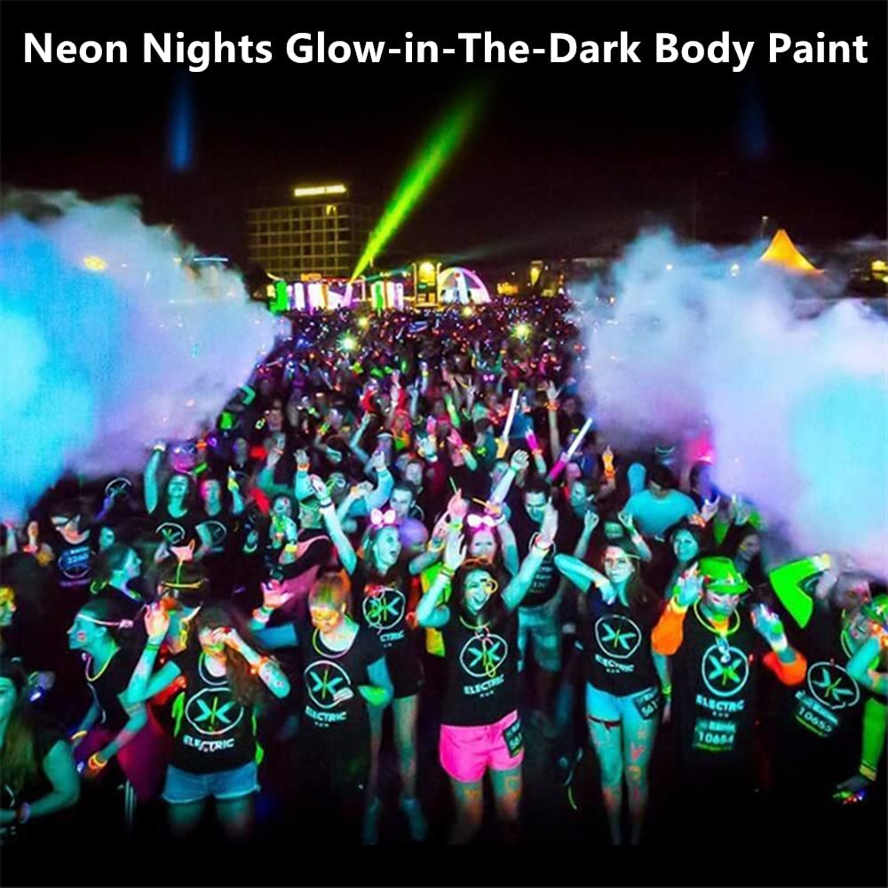 Go Ho Neon Orange Body Paint Washable(2.37oz,70ml),Glow UV Blacklight Face Paint,Water Based Neon Fluorescent Orange Face Paint for SFX Cosplay Costumes Festivals Halloween Makeup