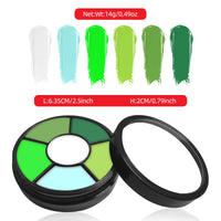 Go Ho 6 Colors Green Face Body Paint,Cream Washable Formula Face Painting for Halloween Cosplay,Body Paint FX Makeup Palette,Professional Face Paint Green Makeup