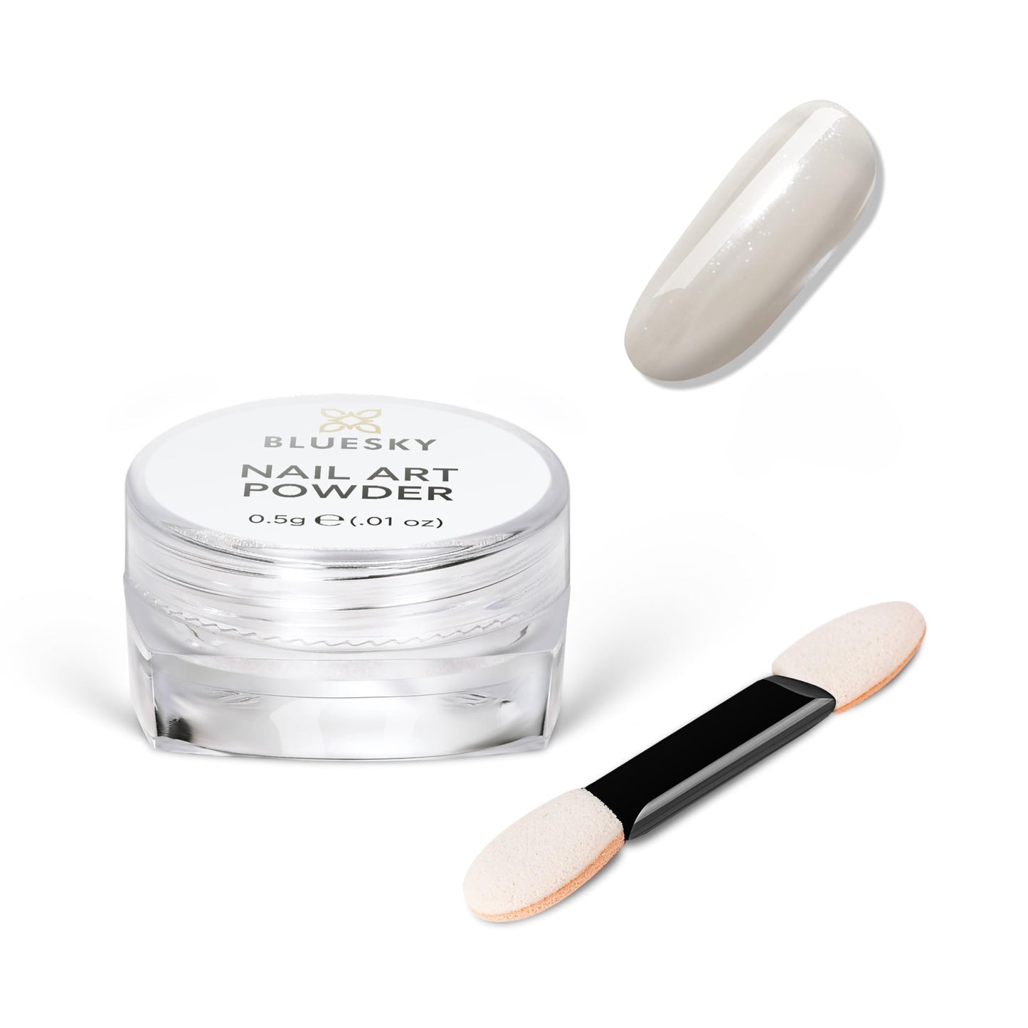 BLUESKY Bluesky Moonshine Nail Powder - Crystal 5g - Pearlescent Chrome Powder, Glazed Donut Effect, Iridescent Powder for Nails