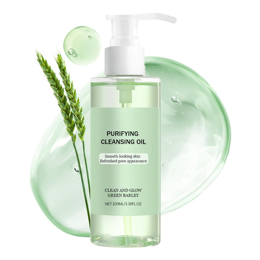 ISBEAUSOLS Green Barley Cleansing Oil for Face, Moisturizing Oil Cleanser, Blackhead Remover, Deep Cleansing Makeup Remover, Mild Pore Remover for Women, Korean Skincare For All Skin Types, 100ml