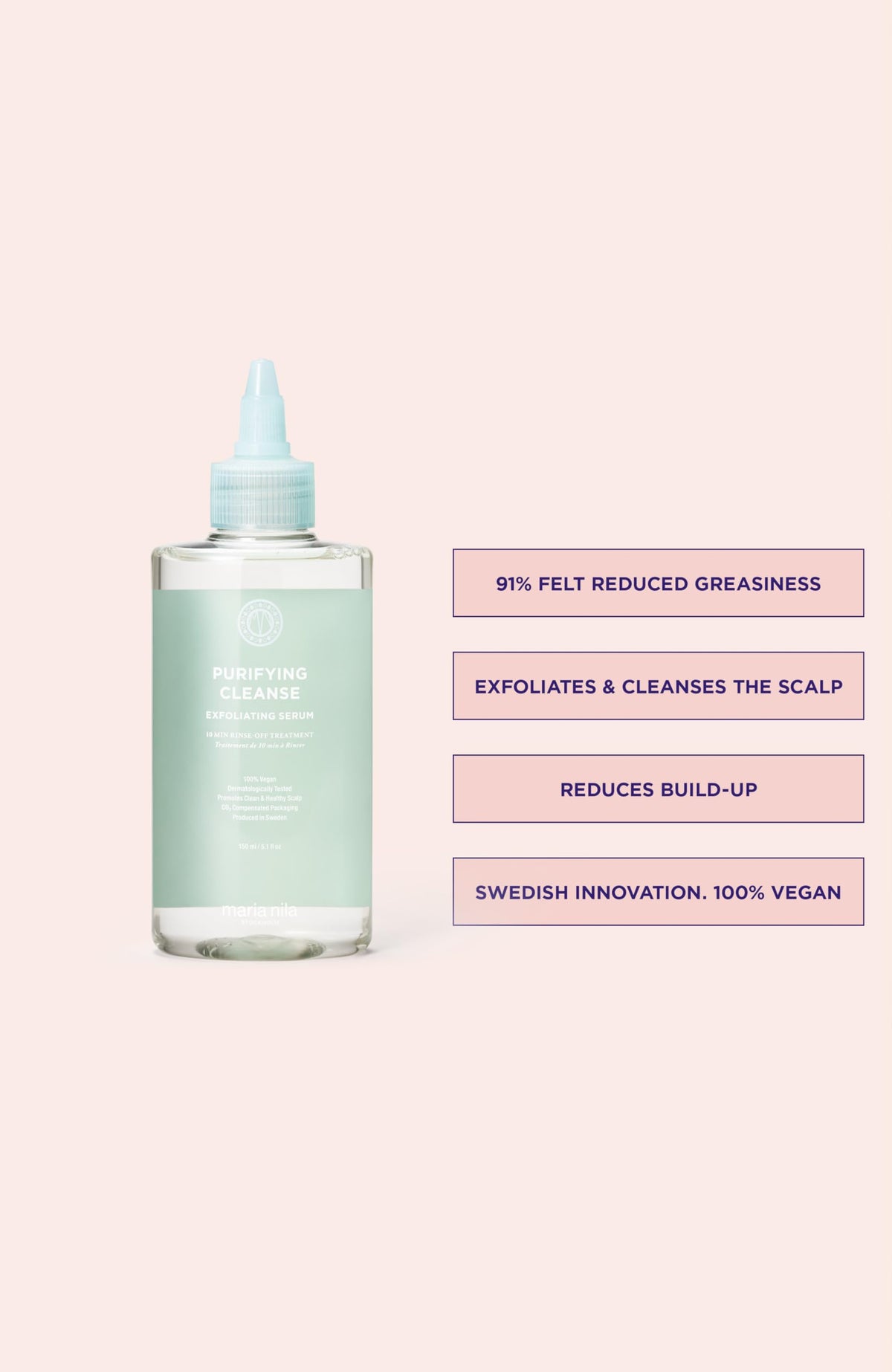 Maria Nila Purifying Cleanse, Exfoliating Serum 150 ml, Exfoliate Scalp from Build up, Cleansing Glycolic Acid (5%) & AHA for Removing dead cells