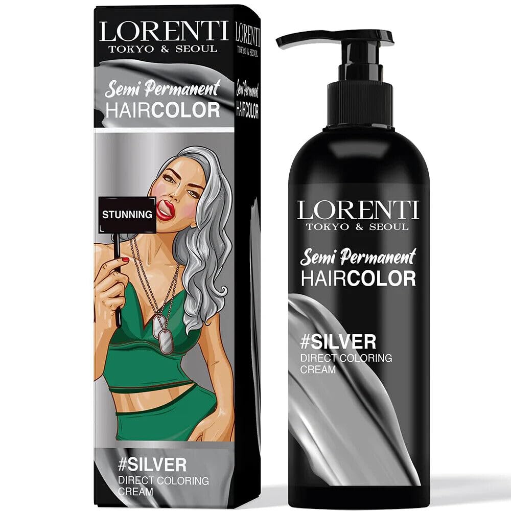 Lorenti Semi Permanent Direct Coloring Cream | Long Lasting Hair Colour Result | Silver 250ml