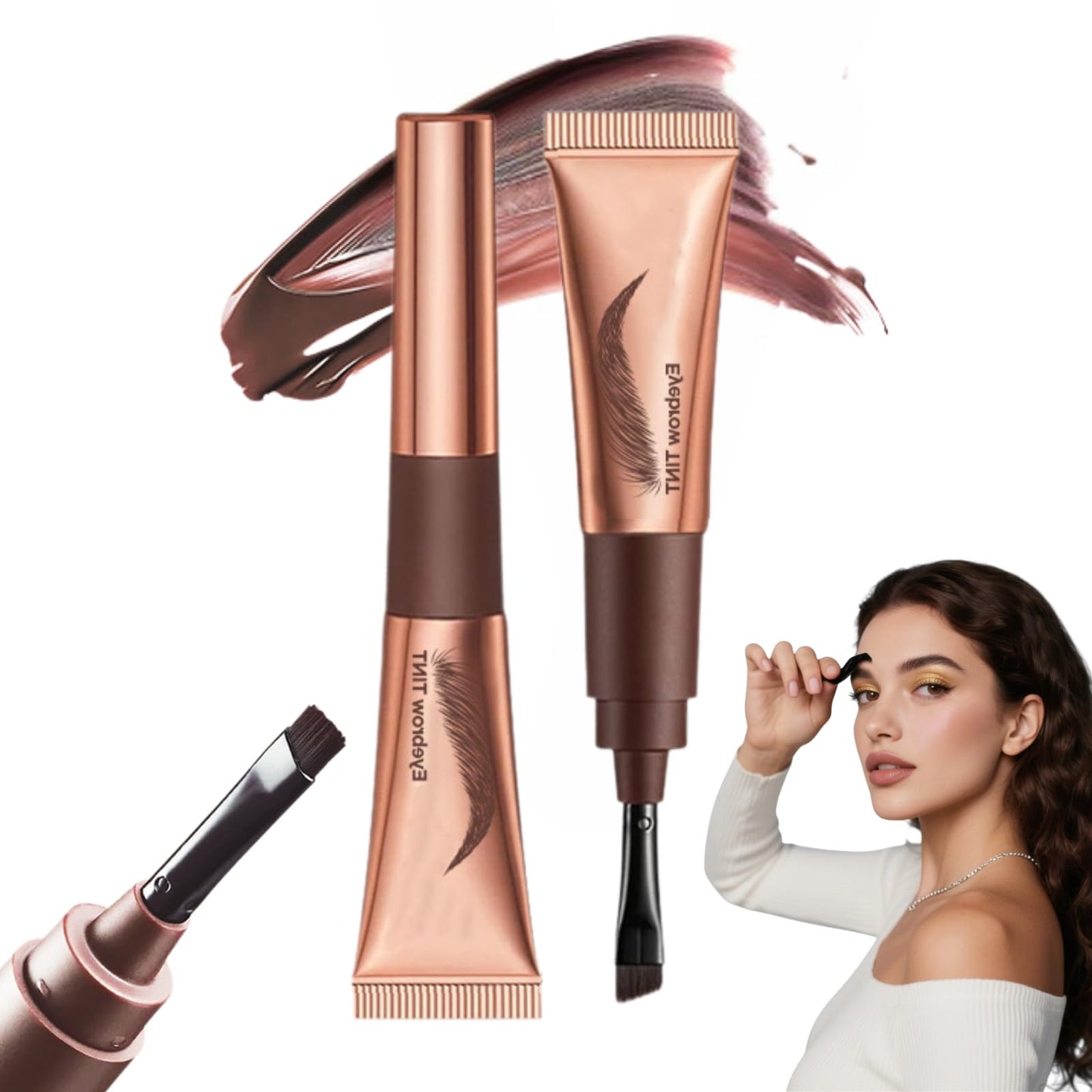 HERBENJOY Tattoo Brow Peel Off Eyebrow Gel,Peel Off Eyebrow Gel Tint with Exclusive Brush Head,Semi-Permanent Colour EyebrowDye,Waterproof Brow Tint Built-in Precise Applicator,Lasts Up 3 Days Dark Brown