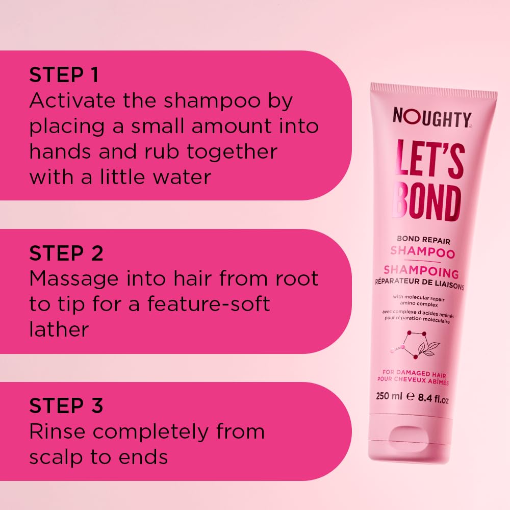 Noughty Let's Bond Builder Shampoo for Repair, Restorative Formula for Chemically Treated and Coloured Hair, Strengthening Formula to Reduce Breakage and Protect Colour for Longer, 250ml