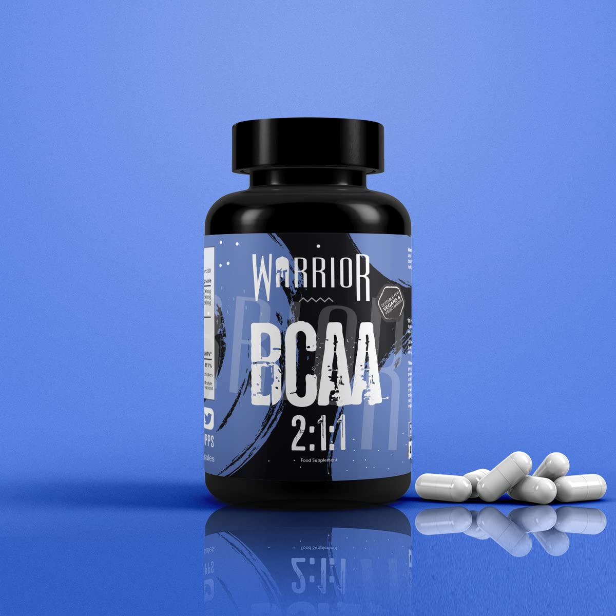 Warrior BCAA Capsules - 60 Caps - 1000mg - 2:1:1 Ratio; Pharmaceutical Grade Leucine, Isoleucine and Valine - Branched Chain Amino Acid