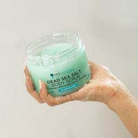 PraNaturals Dead Sea Salt Scrub, 100% Nourishing & Exfoliating, Mineral Rich Smooths Brightens & Moisturizes Skin, Enriched with Mango & Kiwi Scent (2x 500g)