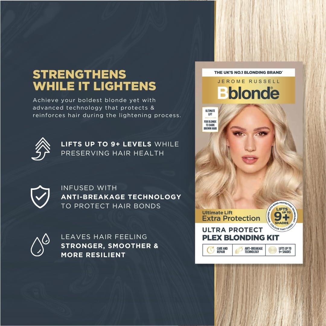 Jerome Russell Bblonde Ultra Protect PLEX Blonding Kit | Lifts Up to 9+ Levels | PLEX Technology for Protection and Conditioning