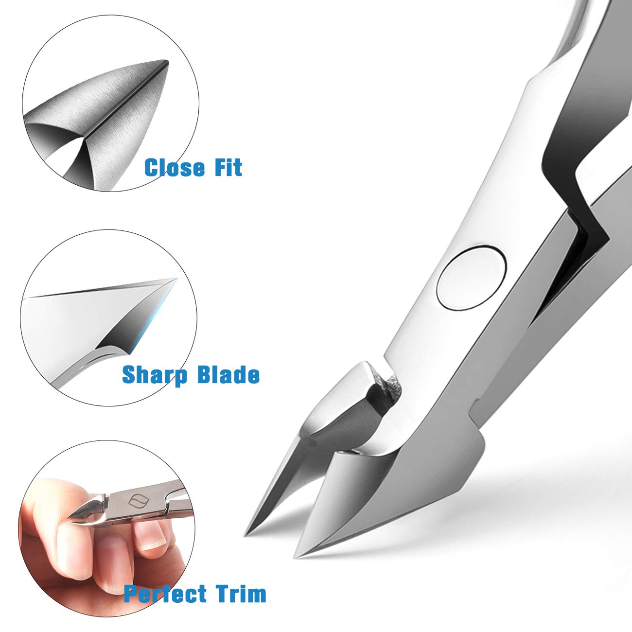 FERYES Cuticle Clipper Professional Manicure and Pedicure Cuticle Remover Tools, Medical Grade Stainless Steel, 5mm Jaw- 1 Piece (Silver)