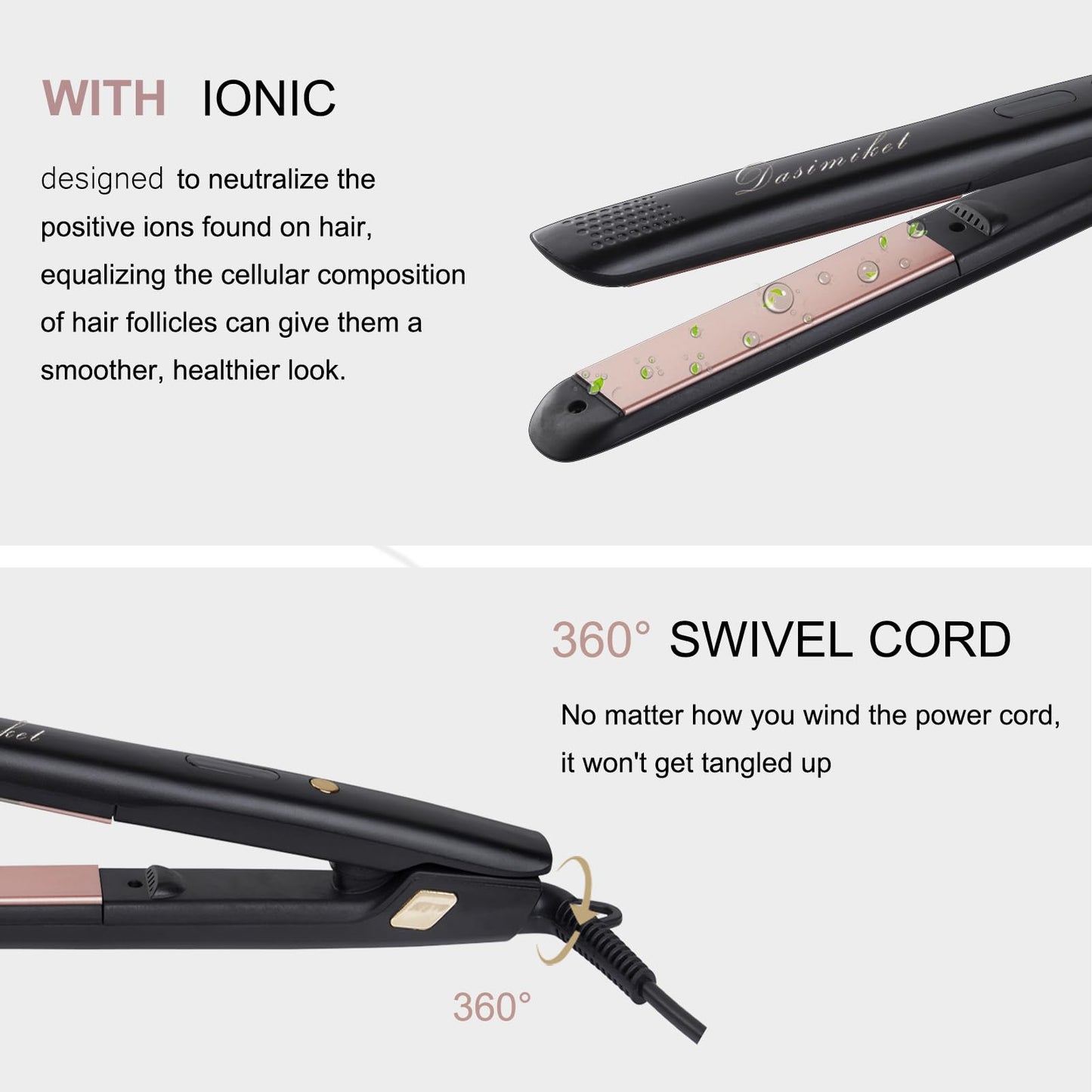 xtava Ionic Hair Straighteners for Women,100℃ to 200℃ LED Digital Display Ceramic-Coated 2m 360 ° Swivel Cord for Short Medium Long Hair