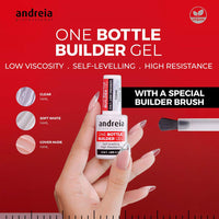 Andreia Professional Gel Builder Nail Construction - Triphasic 3 in 1 Low Viscosity - LED & UV Builder Gel in a Bottle - Nail Extension - Self Levelling High Resistance - Colour Cover Nude 14 ml