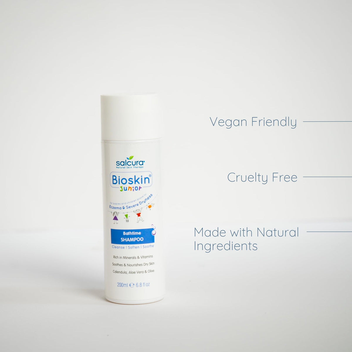 Salcura Natural Skin Therapy, Bioskin Junior Shampoo, Low-Foamy Kids Shampoo For Sensitive Skin, Soothes & Nourishes The Driest Scalp 200ml