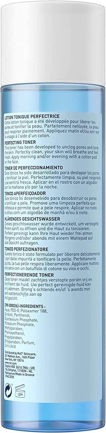RoC - Perfecting Toner - Unclogs Pores & Tones Skin - Alcohol-Free - All Skin Types - 200 ml