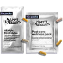 Happy Tuesdays Recovery Bundle | Festivals, Parties, Raves, Summer Holidays, Travel Essential | 10 All Night Electrolytes & 6 Post-Rave Wellness Packs | Electrolyte Rehydration | After Party Recovery