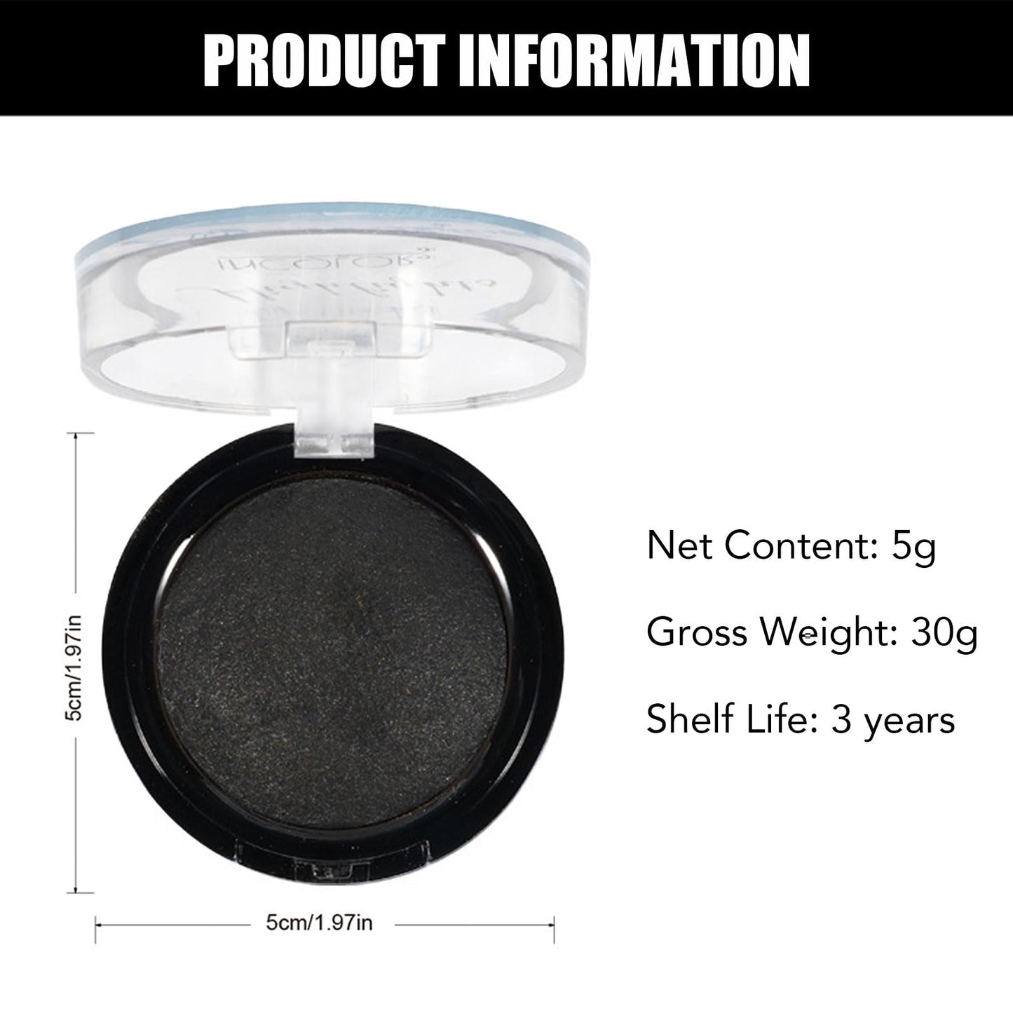 LYNTYAOU Single Black Matte Eyeshadow, Smoky Eye Pressed Powder Eyeshadow, Highly Pigmented Waterproof Long Lasting Sweat-proof Eye Shadow, Smokey Gothic Intense Black Eye Make up for Party