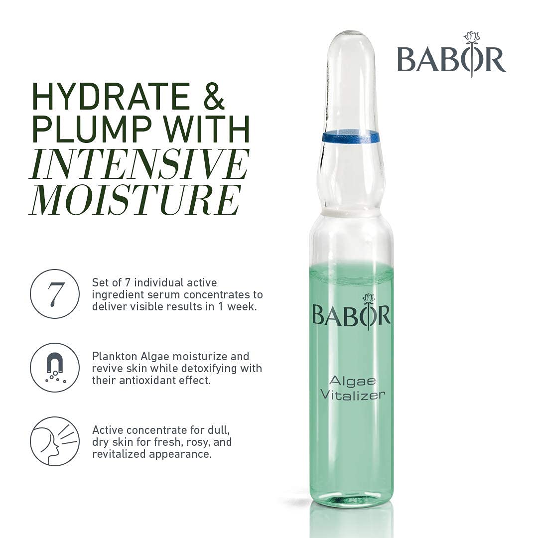 BABOR Algae Vitalizer Ampoule Serum Concentrates | Hyaluronic Acid and Plankton Algae | Antioxidant Moisturizing Face Treatment Revitalizes Dull Dry Skin | Reduces Breakouts | 7 Days to Radiant Skin
