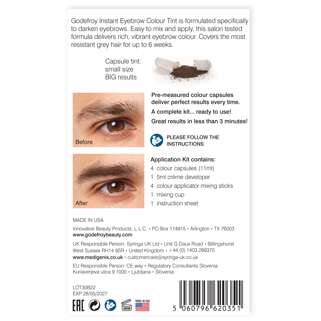 Godefroy Instant Eyebrow Tint for Men (Dark Brown)