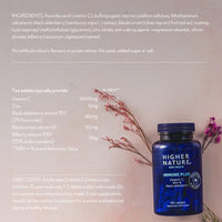 HIGHER NATURE Higher Nature Immune Plus - Vitamin C with Zinc & Black Elderberry - Immune Support Supplements - Vegetarian and Vegan Multivitamin - 180 Tablets