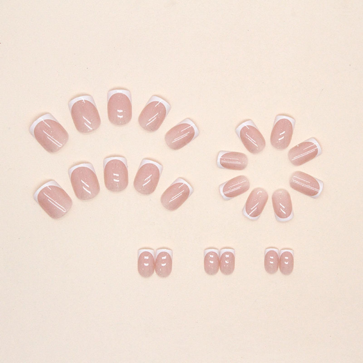HERBINSOLS French Tip Nails - 24Pcs White French Tips Short Square False Nails - Full Cover Glue on Nails - Reusable - DIY Manicure at Home