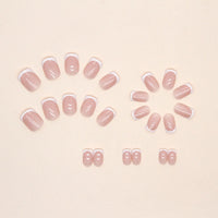 HERBINSOLS French Tip Nails - 24Pcs White French Tips Short Square False Nails - Full Cover Glue on Nails - Reusable - DIY Manicure at Home
